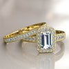 1.6ct Baguette Diamond Gold Halo Bridal Set - 02US38